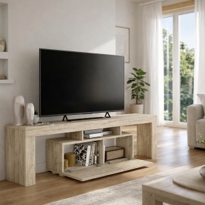 meg-GP042-0396,1-1 ΕΠΙΠΛΟ ΤΗΛΕΟΡΑΣΗΣ WOODRA MEGAPAP ΧΡΩΜΑ TRAVERTINE 180X31,3X50,2ΕΚ.