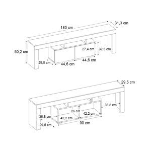meg-GP042-0396,2-8 ΕΠΙΠΛΟ ΤΗΛΕΟΡΑΣΗΣ WOODRA MEGAPAP ΧΡΩΜΑ SENCRON BLACK 180X31,3X50,2ΕΚ.