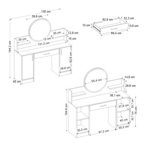 meg-GP042-0406,1-7 ΤΟΥΑΛΕΤΑ ΜΕ ΚΑΘΡΕΠΤΗ TALOS MEGAPAP ΧΡΩΜΑ ΛΕΥΚΟ 135X40X144,2ΕΚ.