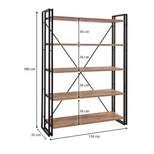 meg-GP052-0028,1-4 ΒΙΒΛΙΟΘΗΚΗ ATLAS MEGAPAP ΧΡΩΜΑ ANTLANTIC PINE - ΜΑΥΡΟ 130X35X180ΕΚ.