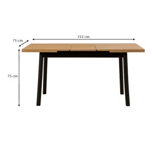 meg-GP052-0034,1-7 ΤΡΑΠΕΖΙ JEMMY MEGAPAP ΕΠΕΚΤΕΙΝΟΜΕΝΟ ΑΠΟ ΜΕΛΑΜΙΝΗ ΧΡΩΜΑ ΦΥΣΙΚΟ - ΜΑΥΡΟ 120/153X75X77ΕΚ.