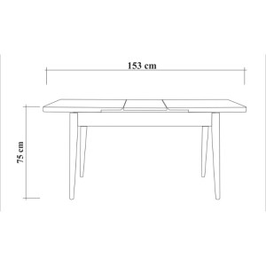 meg-GP052-0034,4-6 ΤΡΑΠΕΖΙ JEMMY MEGAPAP ΕΠΕΚΤΕΙΝΟΜΕΝΟ ΧΡΩΜΑ ATLANTIC PINE 120/153X75X77ΕΚ.