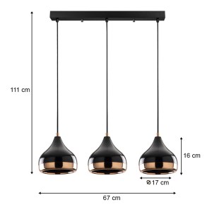 meg-GP052-0052,1-2 ΦΩΤΙΣΤΙΚΟ ΟΡΟΦΗΣ PRECIOUS MEGAPAP E27 ΜΕΤΑΛΛΙΚΟ ΤΡΙΦΩΤΟ ΧΡΩΜΑ ΜΑΥΡΟ - BRONZE 67X17X111ΕΚ.