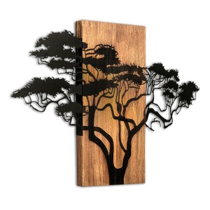meg-GP052-0068-2 ΔΙΑΚΟΣΜΗΤΙΚΟ ΤΟΙΧΟΥ ACACIA TREE MEGAPAP ΞΥΛΙΝΟ - ΜΕΤΑΛΛΙΚΟ ΧΡΩΜΑ ΚΑΡΥΔΙ - ΜΑΥΡΟ 90X3X58ΕΚ.