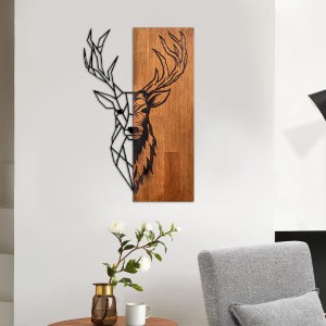 meg-GP052-0070-1 ΔΙΑΚΟΣΜΗΤΙΚΟ ΤΟΙΧΟΥ DEER MEGAPAP ΞΥΛΙΝΟ - ΜΕΤΑΛΛΙΚΟ ΧΡΩΜΑ ΚΑΡΥΔΙ - ΜΑΥΡΟ 36X3X58ΕΚ.