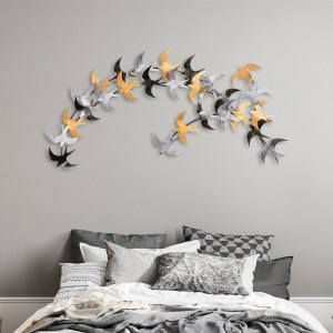 meg-GP052-0076-1 ΔΙΑΚΟΣΜΗΤΙΚΟ ΤΟΙΧΟΥ BIRDS MEGAPAP ΜΕΤΑΛΛΙΚΟ ΧΡΩΜΑ ΜΑΥΡΟ - BRONZE - ΑΣΗΜΙ 137X62ΕΚ.