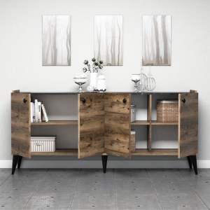 meg-GP052-0115,1-1 ΜΠΟΥΦΕΣ LIDYA MEGAPAP ΧΡΩΜΑ ΚΑΡΥΔΙ - ΜΑΥΡΟ ΕΦΕ ΜΑΡΜΑΡΟΥ 182X41X82,5ΕΚ.