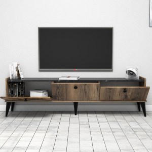 meg-GP052-0116,1-1 ΕΠΙΠΛΟ ΤΗΛΕΟΡΑΣΗΣ LIDYA MEGAPAP ΧΡΩΜΑ ΚΑΡΥΔΙ - ΜΑΥΡΟ ΕΦΕ ΜΑΡΜΑΡΟΥ 180X35X49ΕΚ.