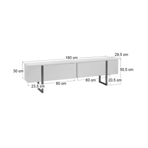 meg-GP052-0117,7-5 ΕΠΙΠΛΟ ΤΗΛΕΟΡΑΣΗΣ LUXE MEGAPAP ΧΡΩΜΑ ΛΕΥΚΟ - ΜΑΥΡΟ 180X30X50ΕΚ.