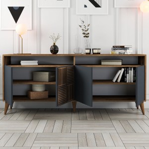 meg-GP052-0119,2-1 ΜΠΟΥΦΕΣ MILAN MEGAPAP ΧΡΩΜΑ ΚΑΡΥΔΙ - ΑΝΘΡΑΚΙ 180X35X78,6ΕΚ.