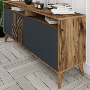 meg-GP052-0119,2-3 ΜΠΟΥΦΕΣ MILAN MEGAPAP ΧΡΩΜΑ ΚΑΡΥΔΙ - ΑΝΘΡΑΚΙ 180X35X78,6ΕΚ.