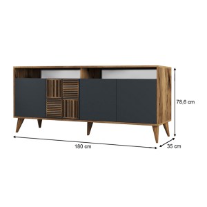 meg-GP052-0119,2-5 ΜΠΟΥΦΕΣ MILAN MEGAPAP ΧΡΩΜΑ ΚΑΡΥΔΙ - ΑΝΘΡΑΚΙ 180X35X78,6ΕΚ.