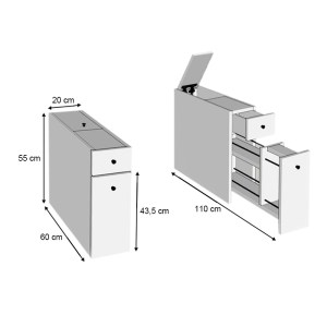 meg-GP052-0122,3-3 ΝΤΟΥΛΑΠΙ ΜΠΑΝΙΟΥ CALENCIA MEGAPAP ΧΡΩΜΑ ΛΕΥΚΟ 20X60X55ΕΚ.