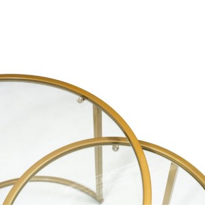 meg-GP052-0143,2-2 ΤΡΑΠΕΖΑΚΙ ΣΑΛΟΝΙΟΥ ΣΕΤ 2 ΤΜΧ VETRO MEGAPAP ΜΕΤΑΛΛΟ - ΓΥΑΛΙ ΧΡΩΜΑ ΧΡΥΣΟ Ø60X43ΕΚ.