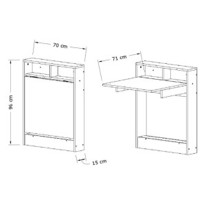 meg-GP052-0147,1-8 ΤΡΑΠΕΖΙ ΕΠΙΤΟΙΧΙΟ ΠΤΥΣΣΟΜΕΝΟ BRACKE MEGAPAP ΧΡΩΜΑ ΛΕΥΚΟ 70X15X96ΕΚ.