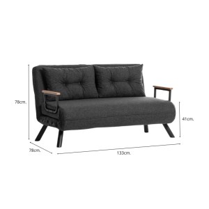 meg-GP052-0163,1-10 ΚΑΝΑΠΕΣ - ΚΡΕΒΑΤΙ SANDO MEGAPAP ΔΙΘΕΣΙΟΣ ΥΦΑΣΜΑΤΙΝΟΣ ΧΡΩΜΑ ΑΝΘΡΑΚΙ 133X78X78ΕΚ.