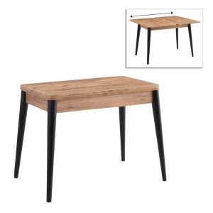 meg-GP052-0209,2-0 ΤΡΑΠΕΖΙ DOLUNAY MEGAPAP ΕΠΕΚΤΕΙΝΟΜΕΝΟ ΧΡΩΜΑ ATLANTIC PINE - ΜΑΥΡΟ 100X60(120X100)X79,5ΕΚ.