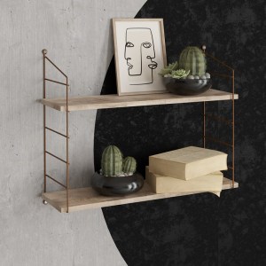 meg-GP052-0210,1-0 ΡΑΦΙΕΡΑ ΤΟΙΧΟΥ ARMONI MEGAPAP ΧΡΩΜΑ SACRAMENTO OAK - ΚΑΦΕ ΜΕΤΑΛΛΟ 72X20X58ΕΚ.