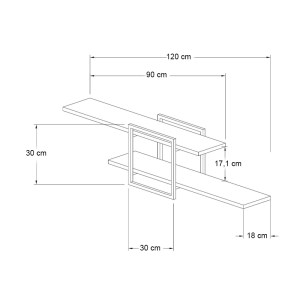meg-GP052-0213,1-3 ΡΑΦΙΕΡΑ ΤΟΙΧΟΥ MONE MEGAPAP ΧΡΩΜΑ SAPPHIRE OAK - ΜΑΥΡΟ 120X18X30ΕΚ.