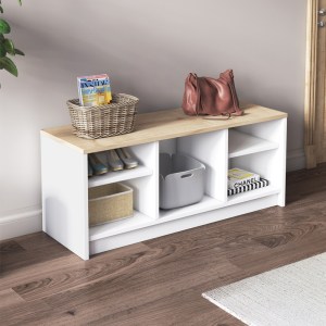 meg-GP052-0216,1-0 ΠΑΠΟΥΤΣΟΘΗΚΗ LONDON MEGAPAP ΧΡΩΜΑ ΛΕΥΚΟ - SAPPHIRE OAK 100X35X40ΕΚ.