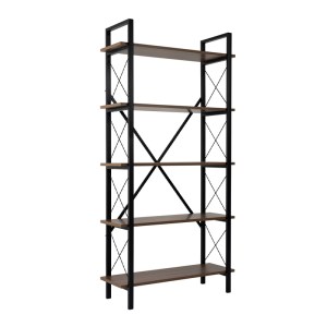 meg-GP052-0219,4-3 ΒΙΒΛΙΟΘΗΚΗ ELYSIAN MEGAPAP ΧΡΩΜΑ ΚΑΡΥΔΙ - ΜΑΥΡΟ 90X33,5X180ΕΚ.