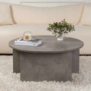 meg-GP052-0229,3-5 ΤΡΑΠΕΖΑΚΙ ΣΑΛΟΝΙΟΥ ΣΕΤ 2 ΤΜΧ MOIRA MEGAPAP ΧΡΩΜΑ ΓΚΡΙ ΣΚΥΡΟΔΕΜΑΤΟΣ Ø90X41ΕΚ.