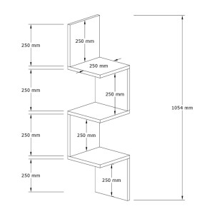 meg-GP052-0236,3-4 ΡΑΦΙΕΡΑ ΤΟΙΧΟΥ ZIKZAK MEGAPAP ΧΡΩΜΑ ΛΕΥΚΟ 25X25X105,4ΕΚ.