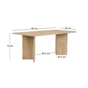 meg-GP052-0243,1-6 ΤΡΑΠΕΖΙ LINZA MEGAPAP ΧΡΩΜΑ HONEY OAK 180X90X75ΕΚ.