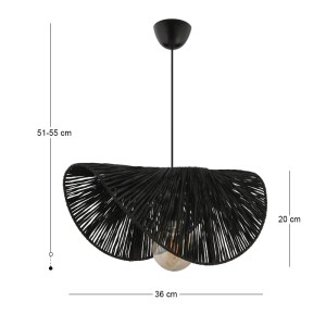 meg-GP052-0244,1-2 ΦΩΤΙΣΤΙΚΟ ΟΡΟΦΗΣ TACO MEGAPAP E27 ΓΙΟΥΤΑ ΜΟΝΟΦΩΤΟ ΧΡΩΜΑ ΜΑΥΡΟ 51X36X55ΕΚ.