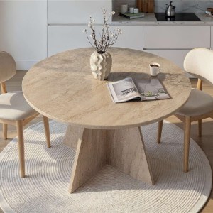 meg-GP052-0270,2-1 ΤΡΑΠΕΖΙ VIRELA MEGAPAP ΧΡΩΜΑ TRAVERTINE Ø120X75ΕΚ.