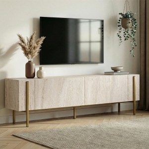 meg-GP052-0274,2-0 ΕΠΙΠΛΟ ΤΗΛΕΟΡΑΣΗΣ NEXUS MEGAPAP ΧΡΩΜΑ TRAVERTINE - ΧΡΥΣΟ 180X30X45,5ΕΚ.