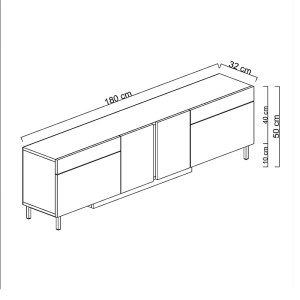 meg-GP052-0278,2-6 ΕΠΙΠΛΟ ΤΗΛΕΟΡΑΣΗΣ ARLEN MEGAPAP ΜΕ LED RGB ΧΡΩΜΑ TRAVERTINE 180X32X50ΕΚ.