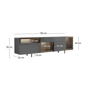 meg-GP052-0279,1-5 ΕΠΙΠΛΟ ΤΗΛΕΟΡΑΣΗΣ NORM MEGAPAP ΜΕ LED RGB ΧΡΩΜΑ ΑΝΘΡΑΚΙ - ΧΡΥΣΟ 180X32X55ΕΚ.