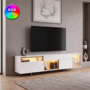 meg-GP052-0279,3-0 ΕΠΙΠΛΟ ΤΗΛΕΟΡΑΣΗΣ NORM MEGAPAP ΜΕ LED RGB ΧΡΩΜΑ ΛΕΥΚΟ - ΧΡΥΣΟ 180X32X55ΕΚ.