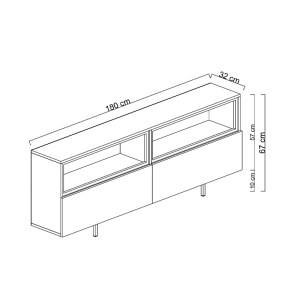meg-GP052-0280,1-6 ΕΠΙΠΛΟ ΤΗΛΕΟΡΑΣΗΣ ECO MEGAPAP ΜΕ LED RGB ΧΡΩΜΑ ΑΝΘΡΑΚΙ 180X32X67ΕΚ.