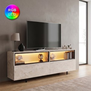meg-GP052-0280,2-0 ΕΠΙΠΛΟ ΤΗΛΕΟΡΑΣΗΣ ECO MEGAPAP ΜΕ LED RGB ΧΡΩΜΑ TRAVERTINE 180X32X67ΕΚ.