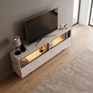 meg-GP052-0280,2-2 ΕΠΙΠΛΟ ΤΗΛΕΟΡΑΣΗΣ ECO MEGAPAP ΜΕ LED RGB ΧΡΩΜΑ TRAVERTINE 180X32X67ΕΚ.
