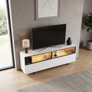 meg-GP052-0280,3-2 ΕΠΙΠΛΟ ΤΗΛΕΟΡΑΣΗΣ ECO MEGAPAP ΜΕ LED RGB ΧΡΩΜΑ ΛΕΥΚΟ 180X32X67ΕΚ.