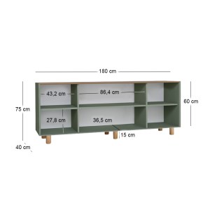 meg-GP052-0285,2-04 ΜΠΟΥΦΕΣ BOHEMIAN MEGAPAP ΧΡΩΜΑ ΠΡΑΣΙΝΟ - ΦΥΣΙΚΟ ΟΞΙΑΣ 180X40X75ΕΚ.