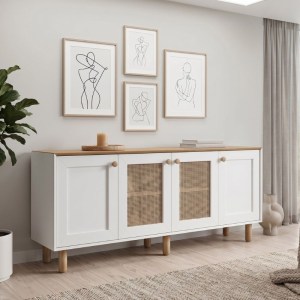 meg-GP052-0287,2-0 ΜΠΟΥΦΕΣ BOHEMIAN MEGAPAP ΧΡΩΜΑ ΛΕΥΚΟ - ΦΥΣΙΚΟ ΟΞΙΑΣ 180X40X75ΕΚ.