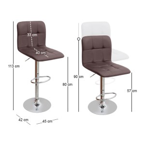 meg-GP057-0002,3-8 ΣΚΑΜΠΟ ΜΠΑΡ CARMELO MEGAPAP ΜΕ ΡΥΘΜΙΖΟΜΕΝΟ ΥΨΟΣ PU ΚΑΦΕ - ΒΑΣΗ ΧΡΩΜΙΟΥ 45X42X90/113ΕΚ.