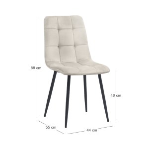 meg-GP057-0005,4-8 ΚΑΡΕΚΛΑ ΤΡΑΠΕΖΑΡΙΑΣ TITO MEGAPAP ΚΡΕΜ ΒΕΛΟΥΔΟ - ΜΕΤΑΛΛΙΚΟ ΜΑΥΡΟ ΠΟΔΙ 44X55X88ΕΚ.