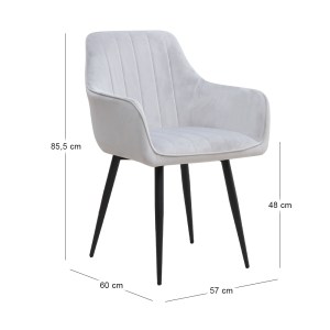 meg-GP057-0009,1-8 ΠΟΛΥΘΡΟΝΑ ΤΡΑΠΕΖΑΡΙΑΣ PIERO MEGAPAP ΑΝΟΙΧΤΟ ΓΚΡΙ ΒΕΛΟΥΔΟ - ΜΕΤΑΛΛΙΚΟ ΜΑΥΡΟ ΠΟΔΙ 57X60X85,5ΕΚ.