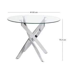 meg-GP057-0010,1-3 ΤΡΑΠΕΖΙ ALDO MEGAPAP ΓΥΑΛΙ - ΜΕΤΑΛΛΙΚΑ ΠΟΔΙΑ ΧΡΩΜΙΟΥ Ø100X75,5ΕΚ.