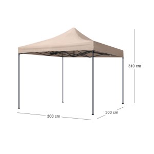 meg-GP059-0001,3-8 ΚΙΟΣΚΙ - GAZEBO BARI MEGAPAP ΠΤΥΣΣΟΜΕΝΟ ΜΕΤΑΛΛΙΚΟΣ ΣΚΕΛΕΤΟΣ - ΑΔΙΑΒΡΟΧΟ ΥΦΑΣΜΑ ΧΡΩΜΑ ΤΗΣ ΑΜΜΟΥ 3X3X3,10M.