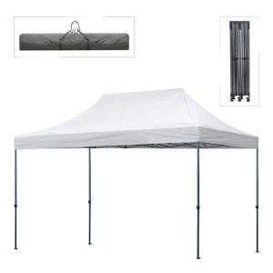 meg-GP059-0002,1-0 ΚΙΟΣΚΙ - GAZEBO BARI MEGAPAP ΠΤΥΣΣΟΜΕΝΟ ΜΕΤΑΛΛΙΚΟΣ ΣΚΕΛΕΤΟΣ - ΑΔΙΑΒΡΟΧΟ ΥΦΑΣΜΑ ΧΡΩΜΑ ΛΕΥΚΟ 3X4,5X3,20M.