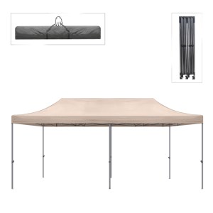 meg-GP059-0003,3-0 ΚΙΟΣΚΙ - GAZEBO BARI MEGAPAP ΠΤΥΣΣΟΜΕΝΟ ΜΕΤΑΛΛΙΚΟΣ ΣΚΕΛΕΤΟΣ - ΑΔΙΑΒΡΟΧΟ ΥΦΑΣΜΑ ΧΡΩΜΑ ΤΗΣ ΑΜΜΟΥ 3X6X3,27M.