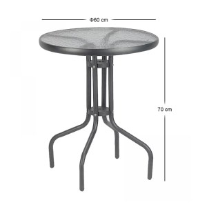 meg-GP060-0004,1-1 ΤΡΑΠΕΖΙ ΚΗΠΟΥ MORENO MEGAPAP ΜΕΤΑΛΛΙΚΟ - TEMPERED ΓΥΑΛΙ ΧΡΩΜΑ ΑΝΘΡΑΚΙ Ø60X70ΕΚ.