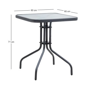 meg-GP060-0005,1-3 ΤΡΑΠΕΖΙ ΚΗΠΟΥ MORENO MEGAPAP ΜΕΤΑΛΛΙΚΟ - TEMPERED ΓΥΑΛΙ ΧΡΩΜΑ ΑΝΘΡΑΚΙ 60X60X71ΕΚ.