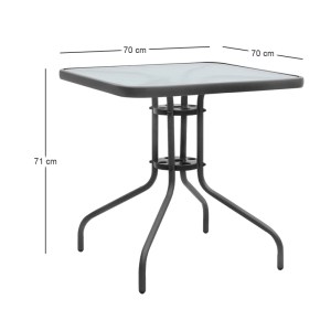meg-GP060-0006,1-3 ΤΡΑΠΕΖΙ ΚΗΠΟΥ MORENO MEGAPAP ΜΕΤΑΛΛΙΚΟ - TEMPERED ΓΥΑΛΙ ΧΡΩΜΑ ΑΝΘΡΑΚΙ 70X70X71ΕΚ.
